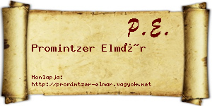 Promintzer Elmár névjegykártya